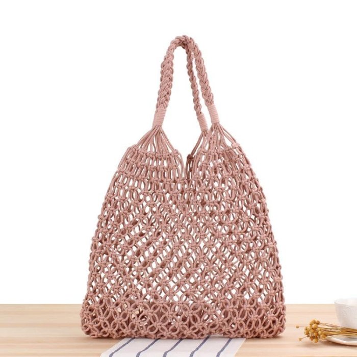 ピンク ハンドメイド Baginning 編みバッグ