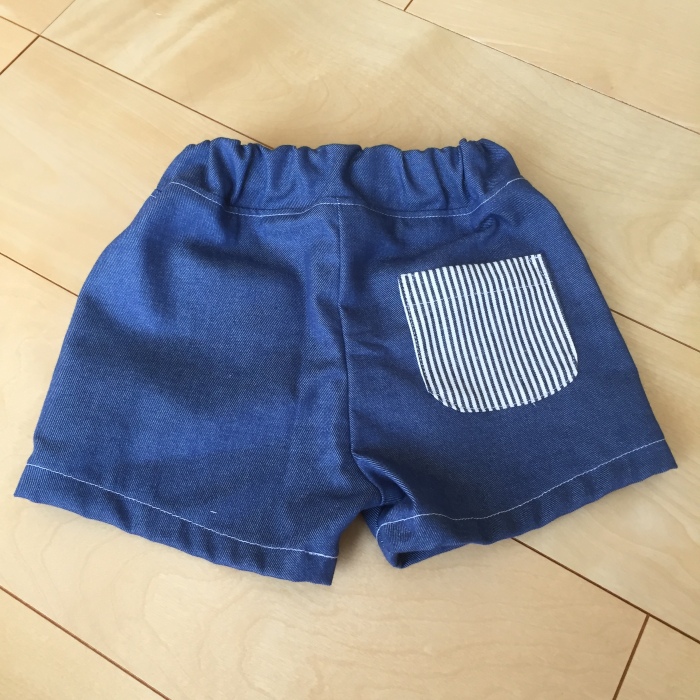 basicショートパンツ　デニム＆ヒッコリー