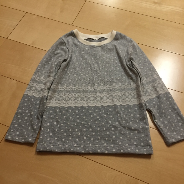 まいにちＴシャツ　１２０　パネルレース柄
