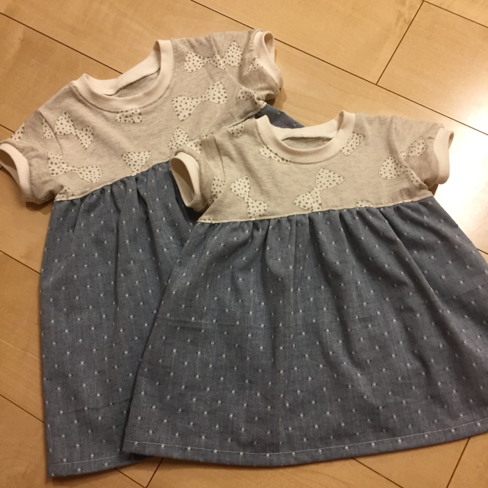 ギャザーカットソー　１００　１２０　チュニック丈　姉妹おそろい